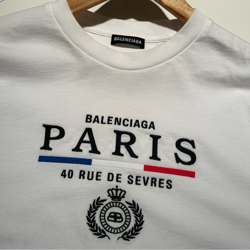 BALENCIAGA, White, Embroidered T Shirt,  X Large